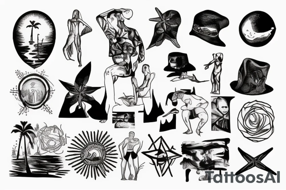 Albert Camus’s The Stranger walking on the beach under the sun. tattoo idea