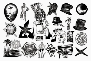 Albert Camus’s The Stranger walking on the beach under the sun. tattoo idea