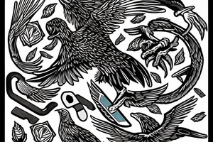 an American eagle grabbing a broken skateboard tattoo idea