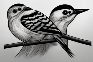 Woodpecker bird on a brench, tattoo idea