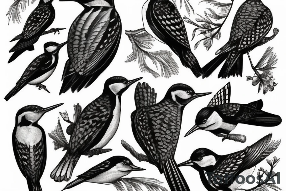 Woodpecker bird tattoo idea