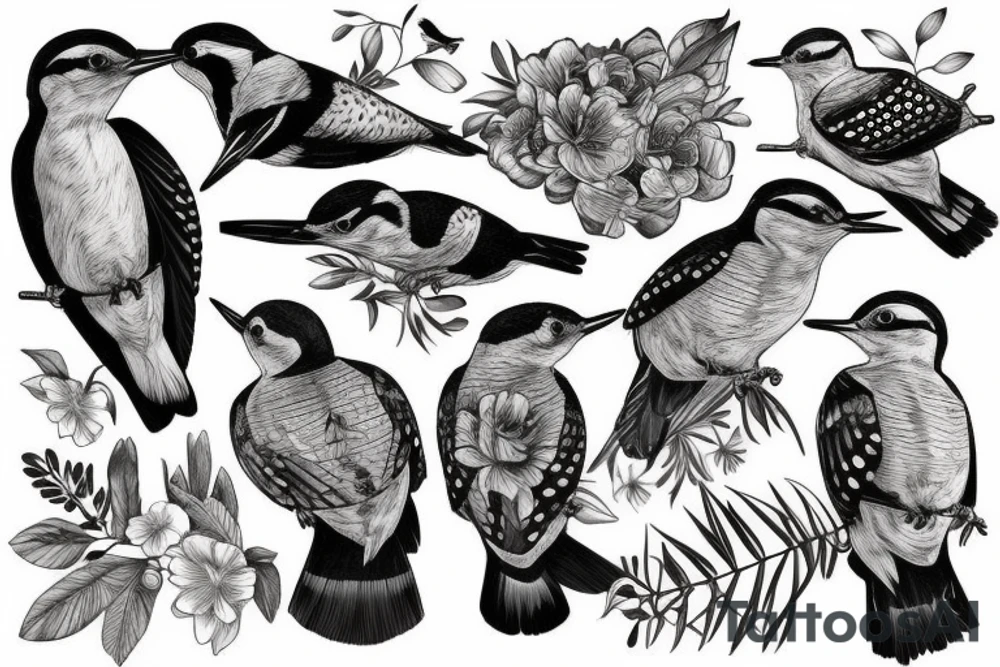 Woodpecker bird tattoo idea