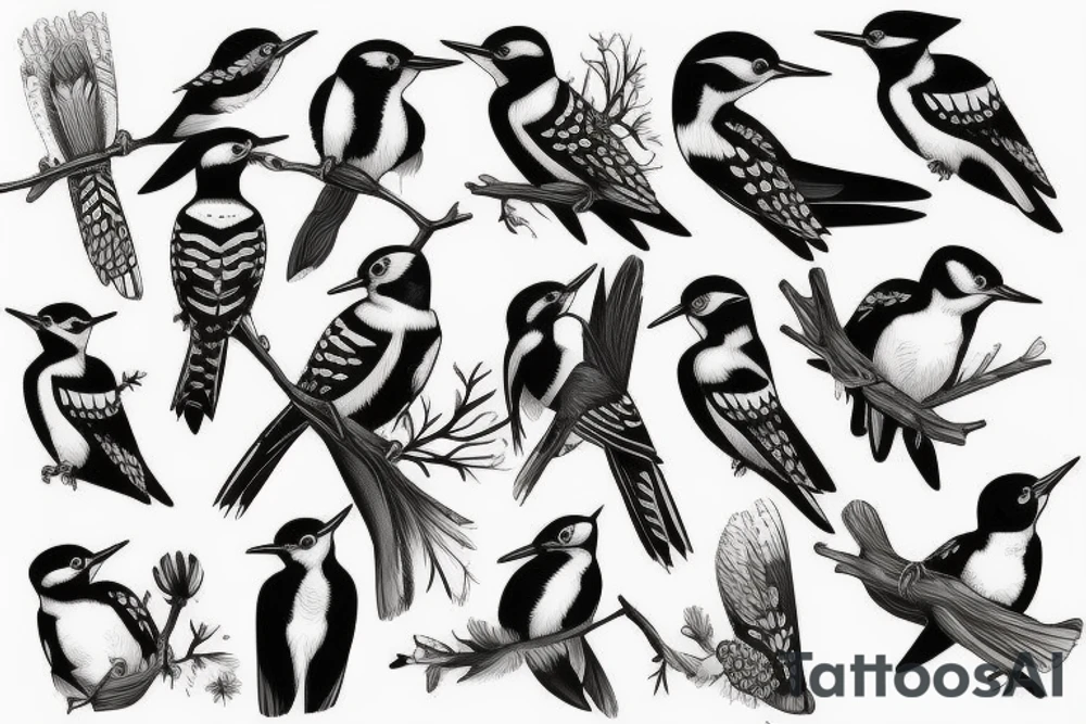 Woodpecker bird tattoo idea
