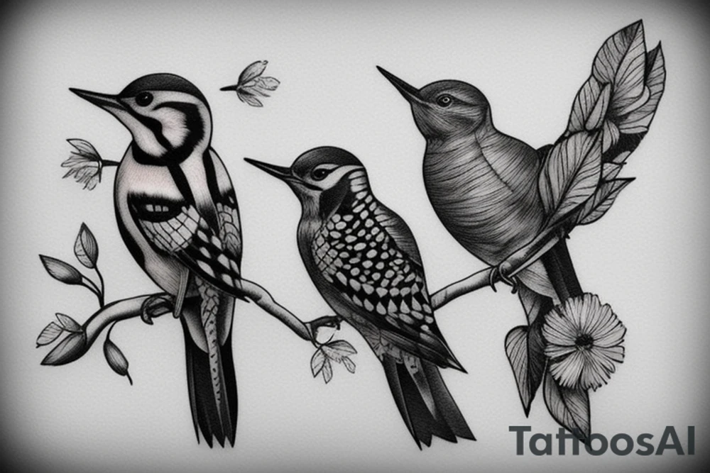 Woodpecker bird tattoo idea