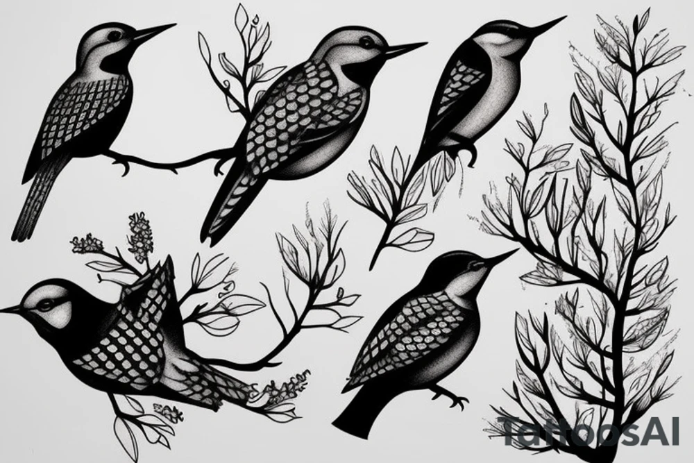 Woodpecker bird tattoo idea
