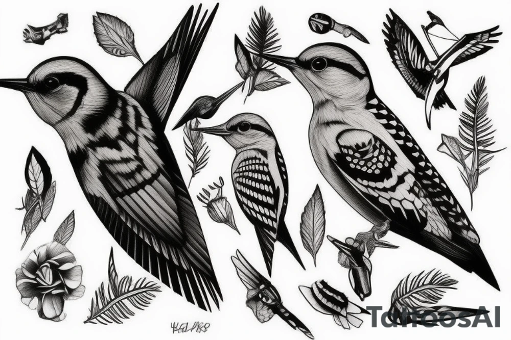 Woodpecker bird tattoo idea
