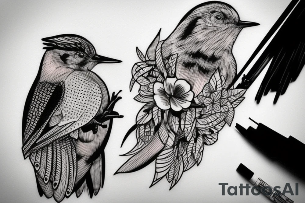 Woodpecker bird tattoo idea