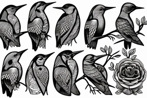 traditional style woodpecker bird tattoo idea