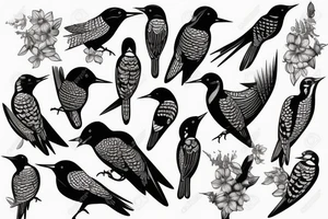 traditional style woodpecker bird tattoo idea
