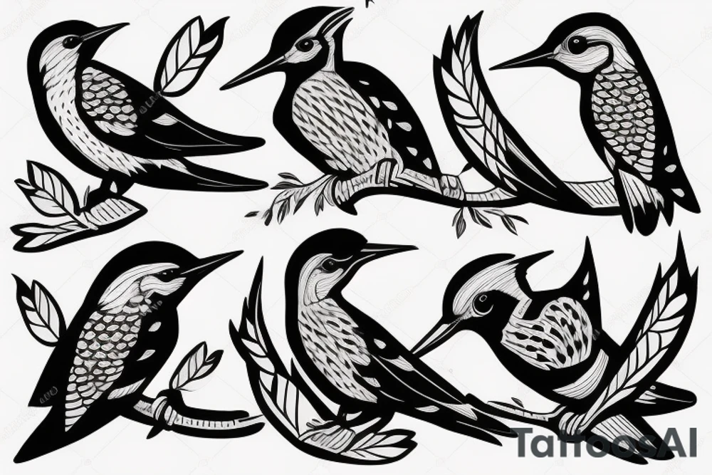 traditional style woodpecker bird tattoo idea