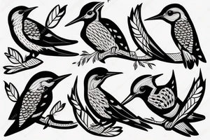 traditional style woodpecker bird tattoo idea
