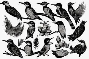 traditional style woodpecker bird tattoo idea
