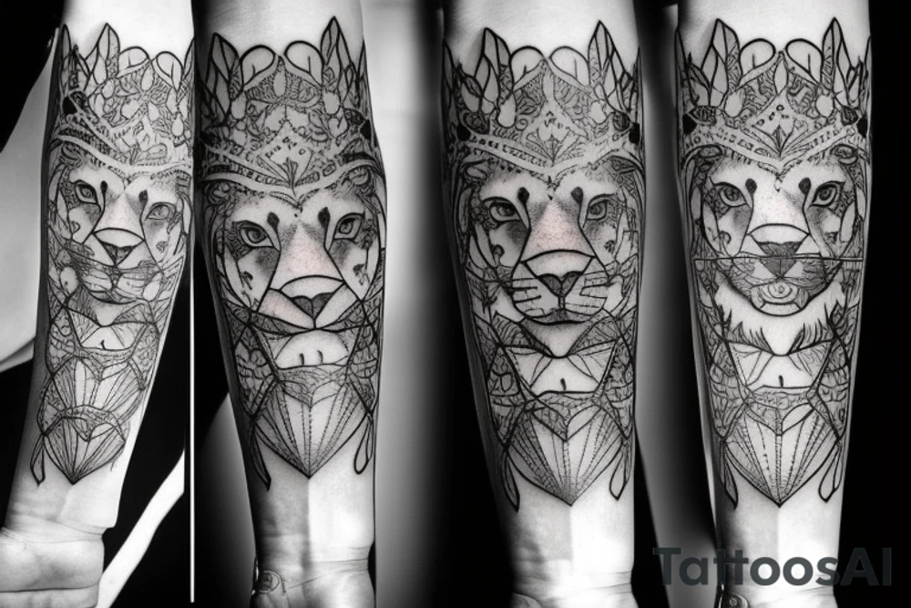 lion and crown tattoo idea
