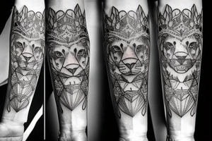 lion and crown tattoo idea
