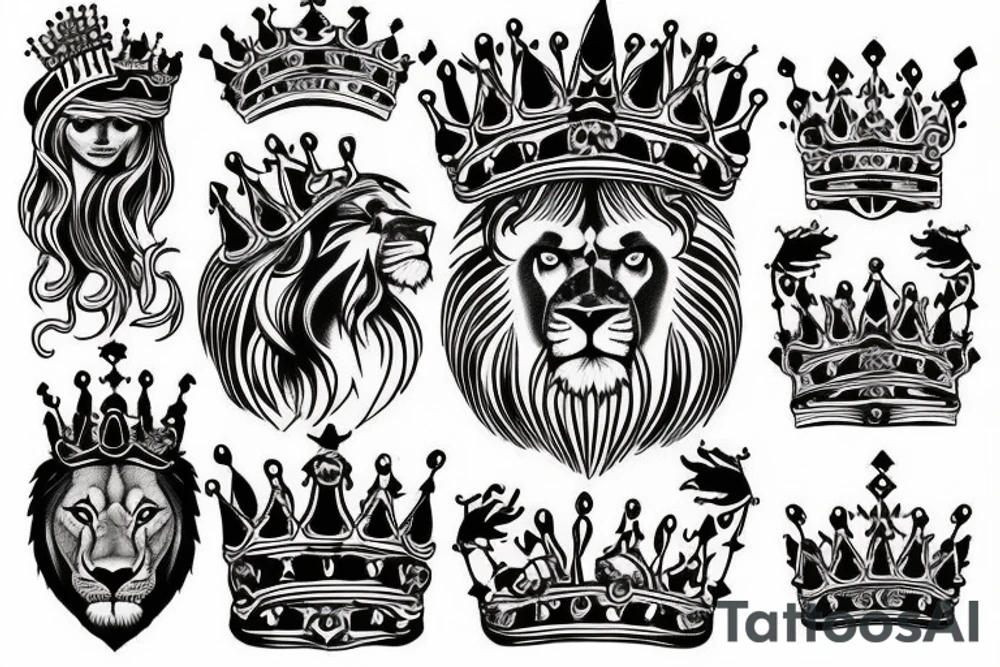 lion and crown tattoo idea