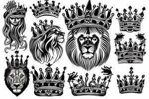 lion and crown tattoo idea