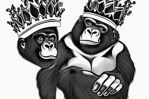 A gorilla wearing a crown. tattoo idea