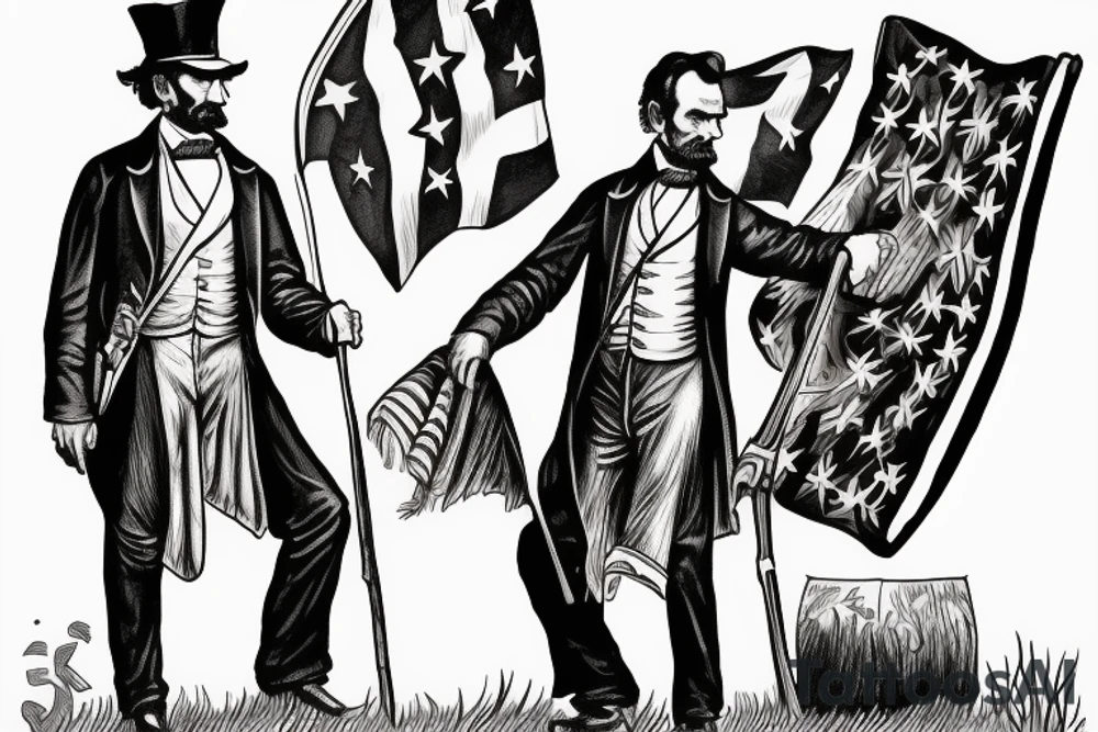 Abraham Lincoln burning the confederate flag tattoo idea