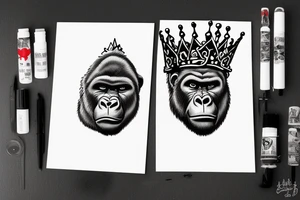 Big bad gorilla with a crown on his head. tattoo idea