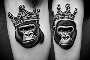 Big bad gorilla with a crown on his head. tattoo idea