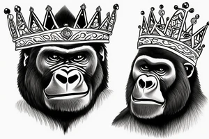 Big bad gorilla with a crown on his head. tattoo idea