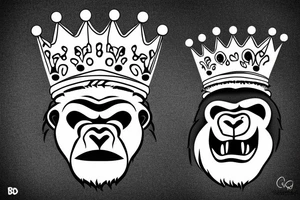Big bad gorilla with a crown on his head. tattoo idea