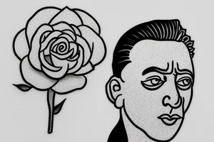 Albert Camus wearing a crown on his head and a rose on his lapel. tattoo idea