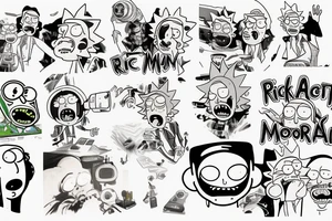 rick and morty playing a video game called "life" tattoo idea