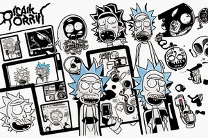 Rick and Morty playing a video game together tattoo idea