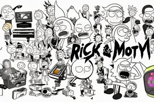 Rick and Morty playing a video game together tattoo idea