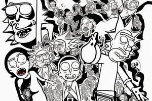 Rick and Morty playing a video game together tattoo idea