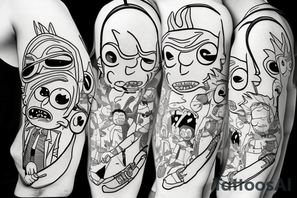 Rick and Morty playing a video game together tattoo idea
