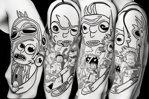 Rick and Morty playing a video game together tattoo idea