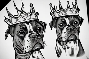 A boxer dog wearing a crown. tattoo idea