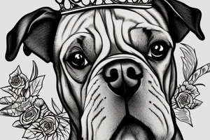 A boxer dog wearing a crown. tattoo idea