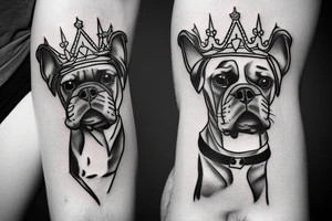 A boxer dog wearing a crown. tattoo idea