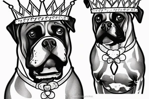 A boxer dog wearing a crown. tattoo idea