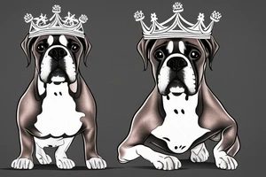 A boxer dog wearing a crown. tattoo idea