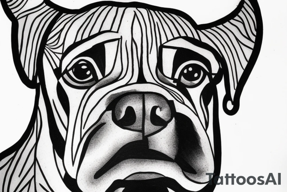A boxer dog wearing a crown. tattoo idea