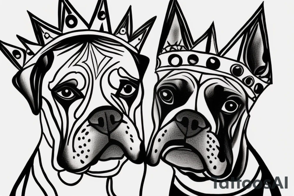 A boxer dog wearing a crown. tattoo idea