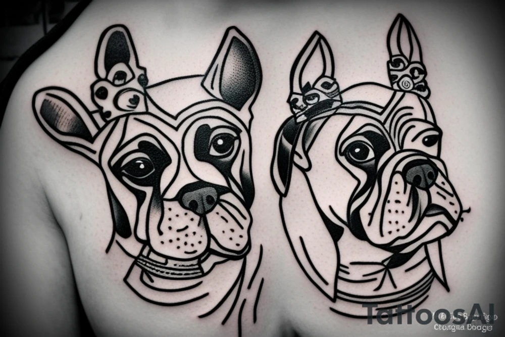 A boxer dog wearing a crown. tattoo idea