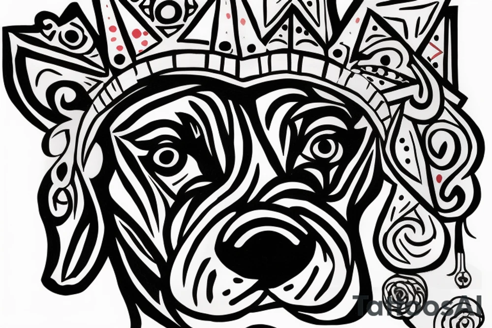 A boxer dog wearing a crown. tattoo idea