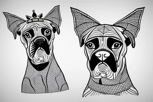 A boxer dog wearing a crown. tattoo idea