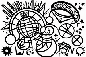 A globe wearing a crown. tattoo idea