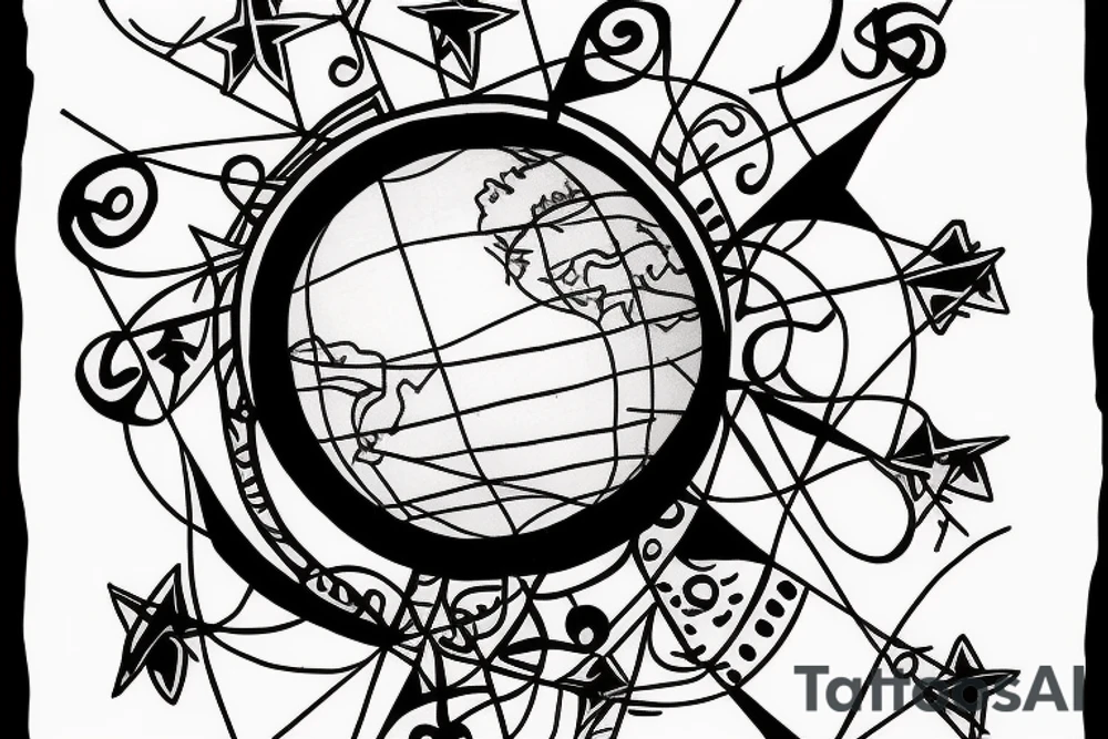 A globe wearing a crown. tattoo idea