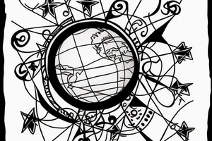 A globe wearing a crown. tattoo idea