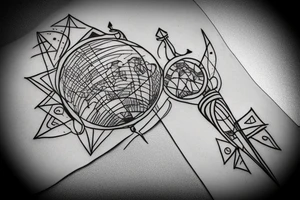 A globe wearing a crown. tattoo idea