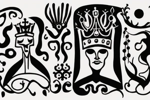 A crazy king with a crown and a throne. tattoo idea