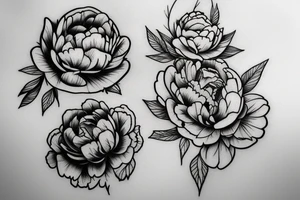 Tattoo sketch Peonies flowers geometry and ornaments tattoo idea
