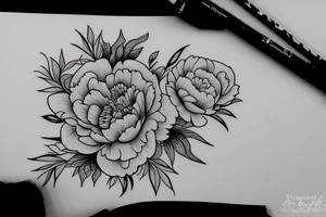 Tattoo sketch Peonies flowers geometry and ornaments tattoo idea